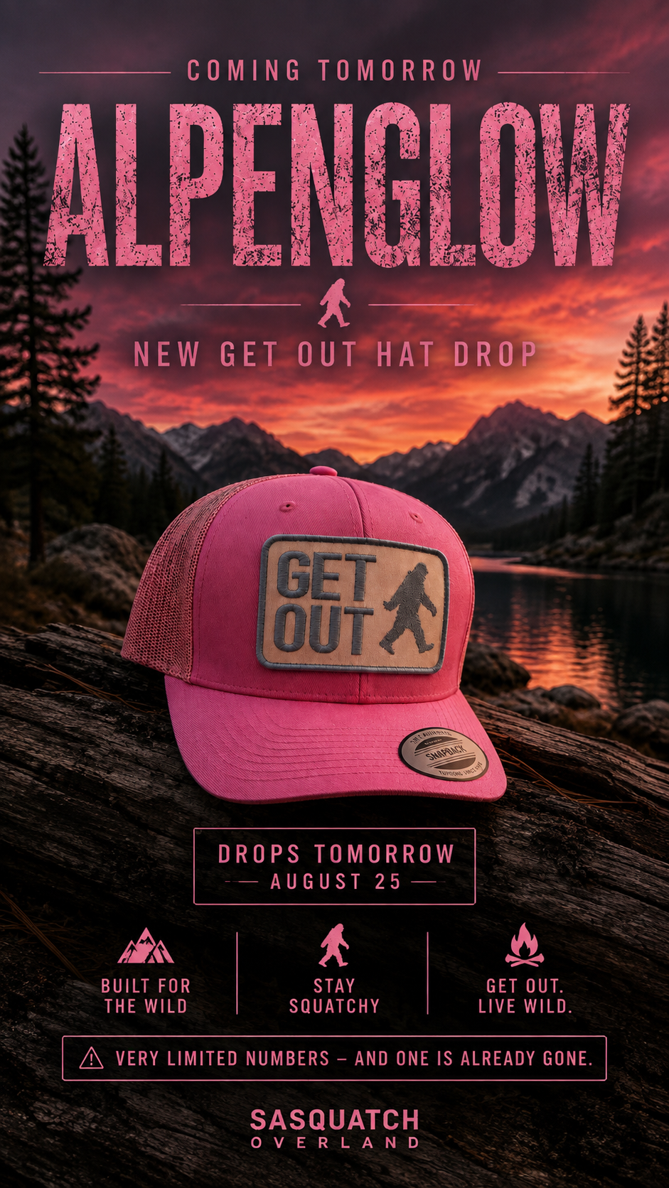 Get Out SnapBack - Alpenglow - Pink Trucker Curved Brim