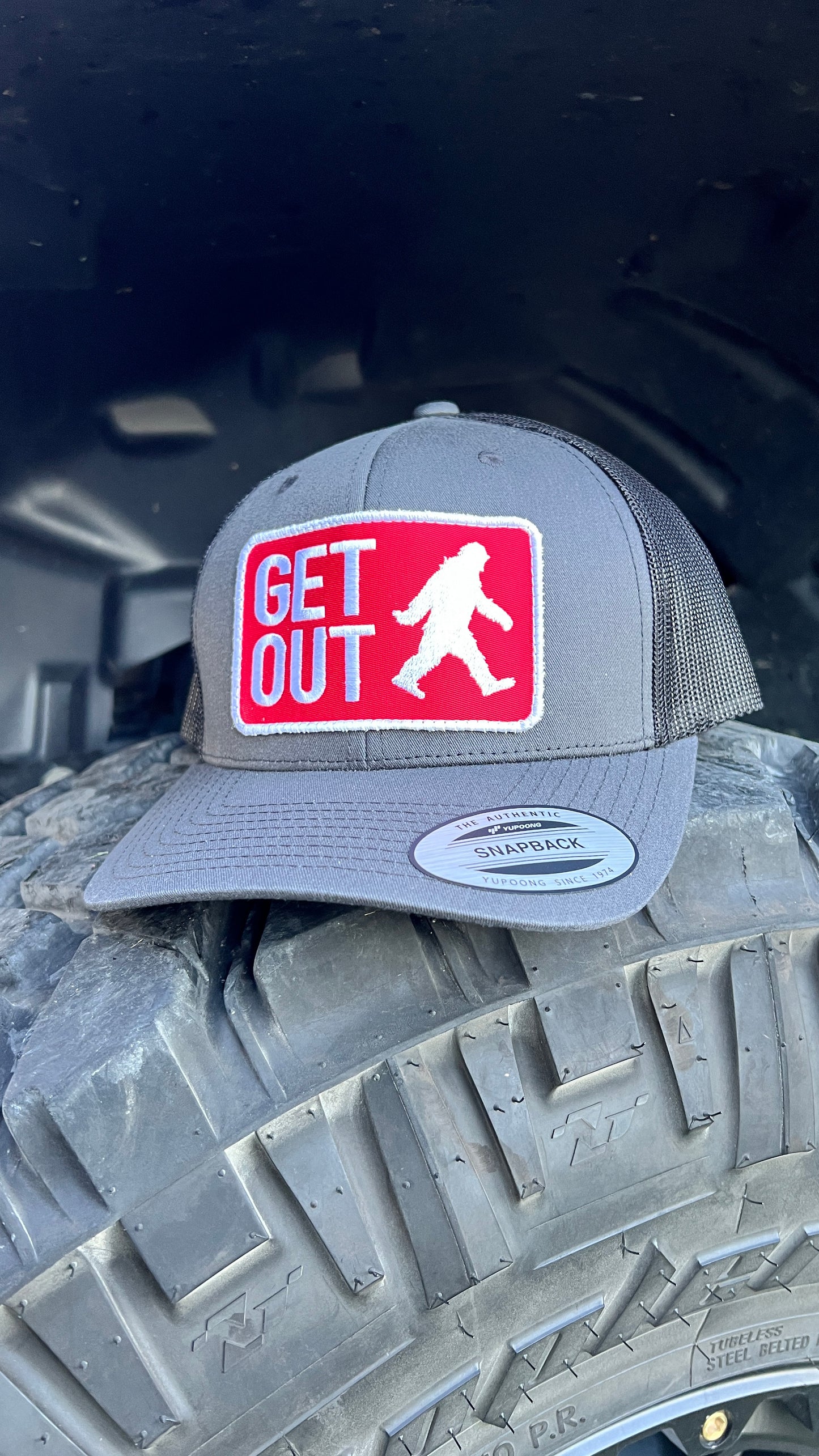 Get Out SnapBack - Charcoal & Black Trucker