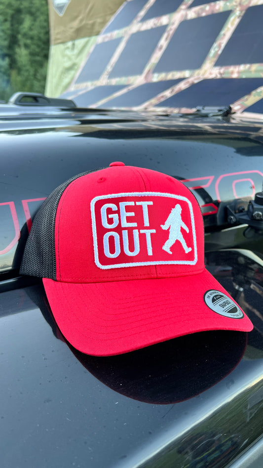 Get Out SnapBack - Red & Black Trucker